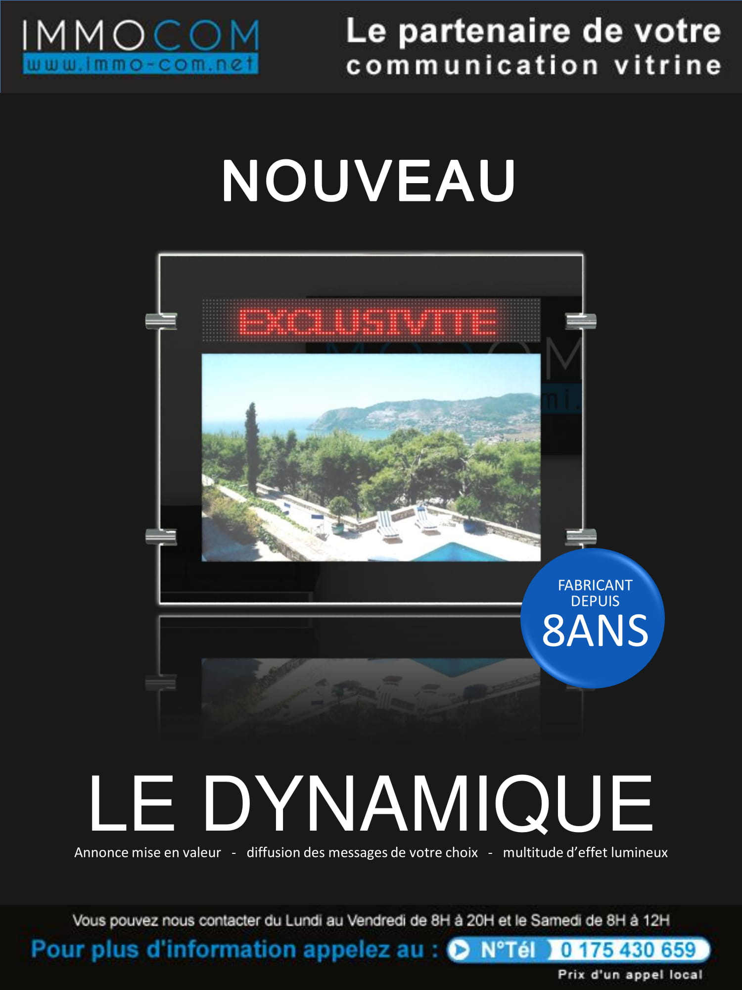 Vitrine dynamique sur écrans LCD pour agence immobilière