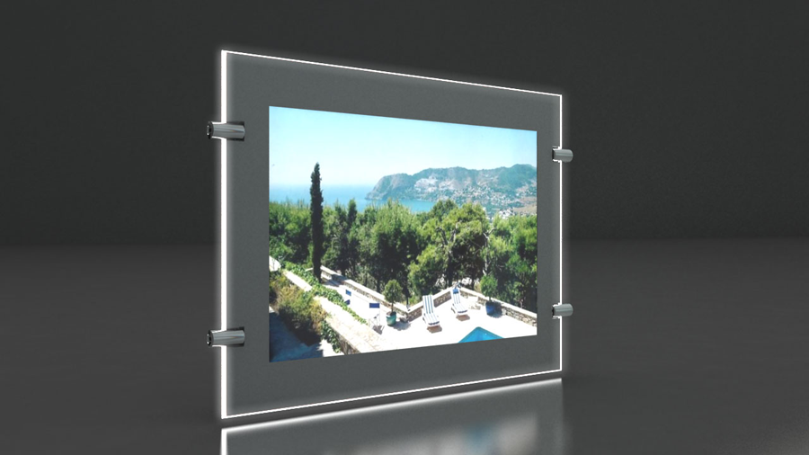 Porte-Affiches Muraux Eclairage LED – A4, A3 ou A2, A1 en plexiglass